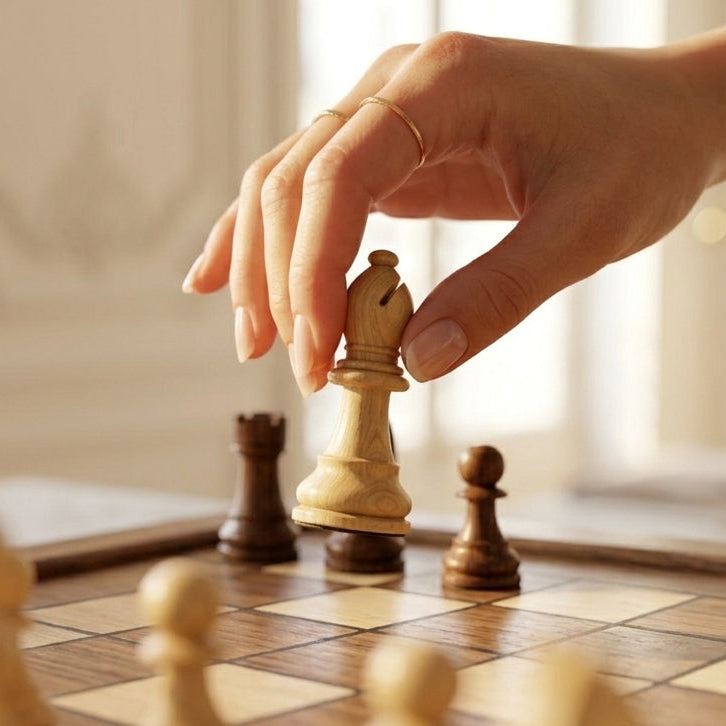 Handcrafted Walnut Wood Chess Set with Drawers