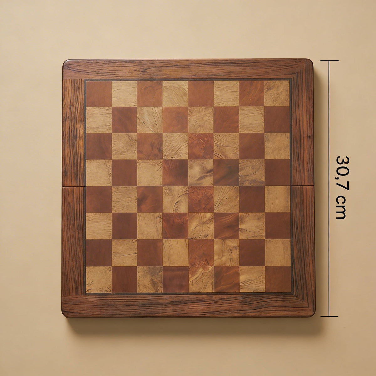 Folding Mahogany Chess Set with Polished Brass Pieces