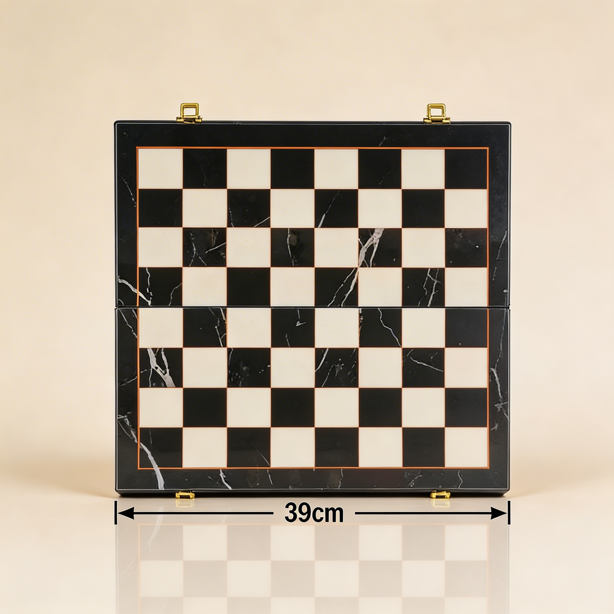 Folding Ebony Wood Chess Set with Metal Pieces