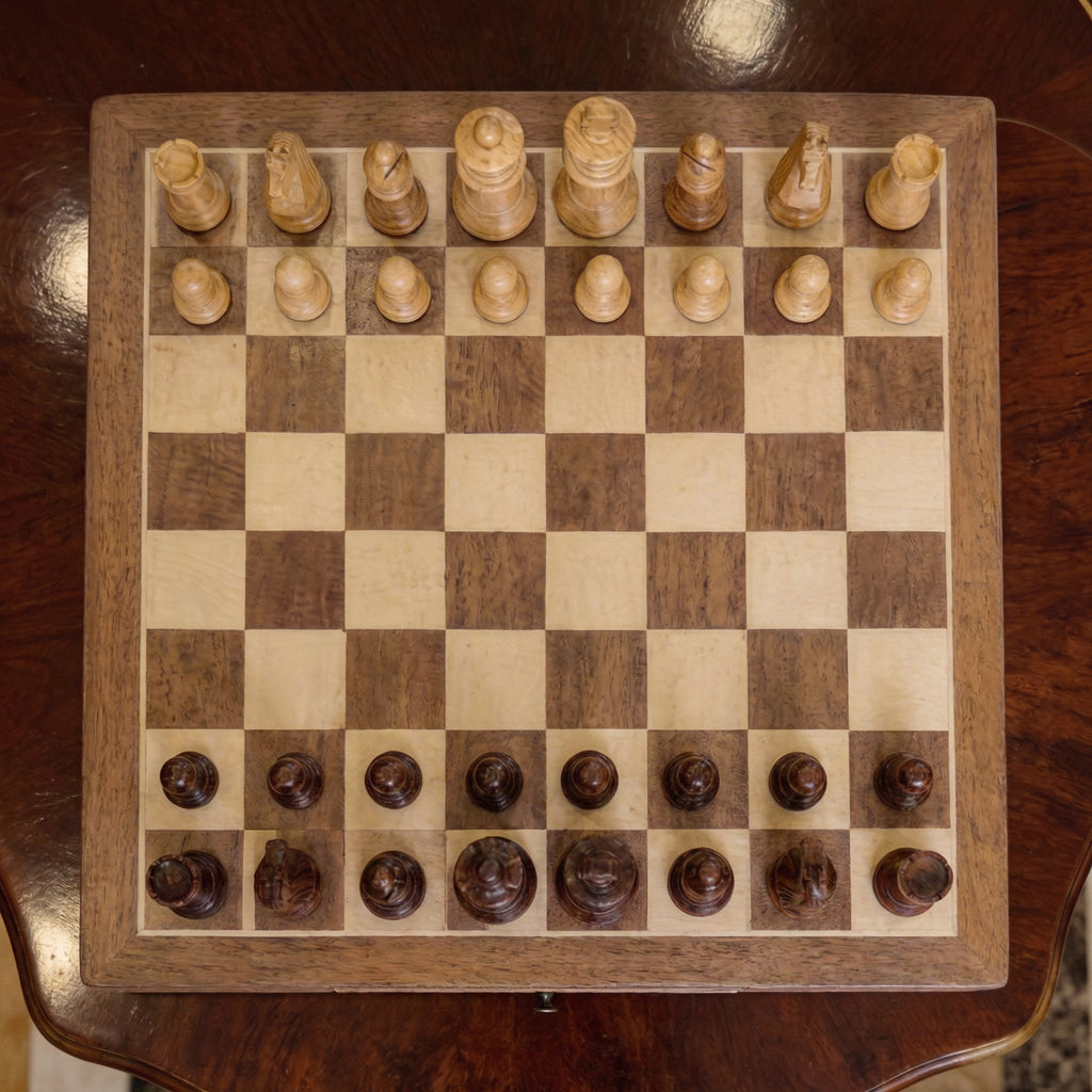 Classic Maple Wood Chess Set with Drawer