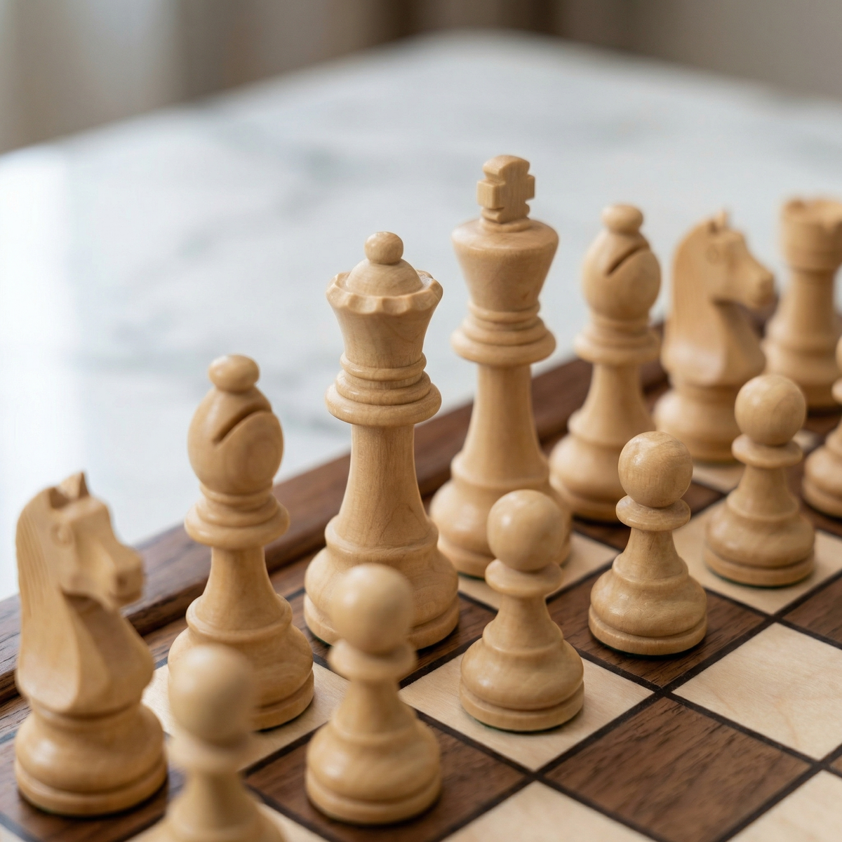 Handcrafted Walnut Wood Chess Set with Drawers