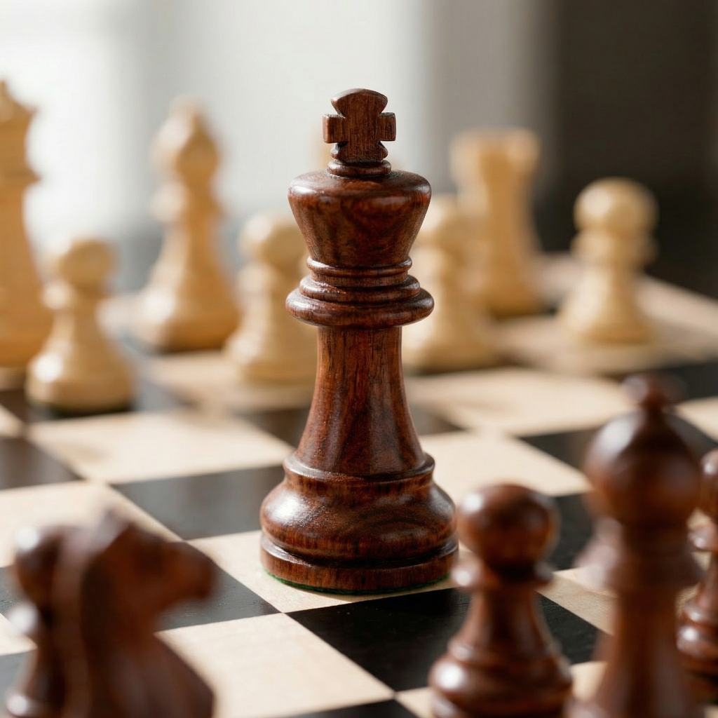 Olive Wood Chess Set with Drawer and Gold Feet