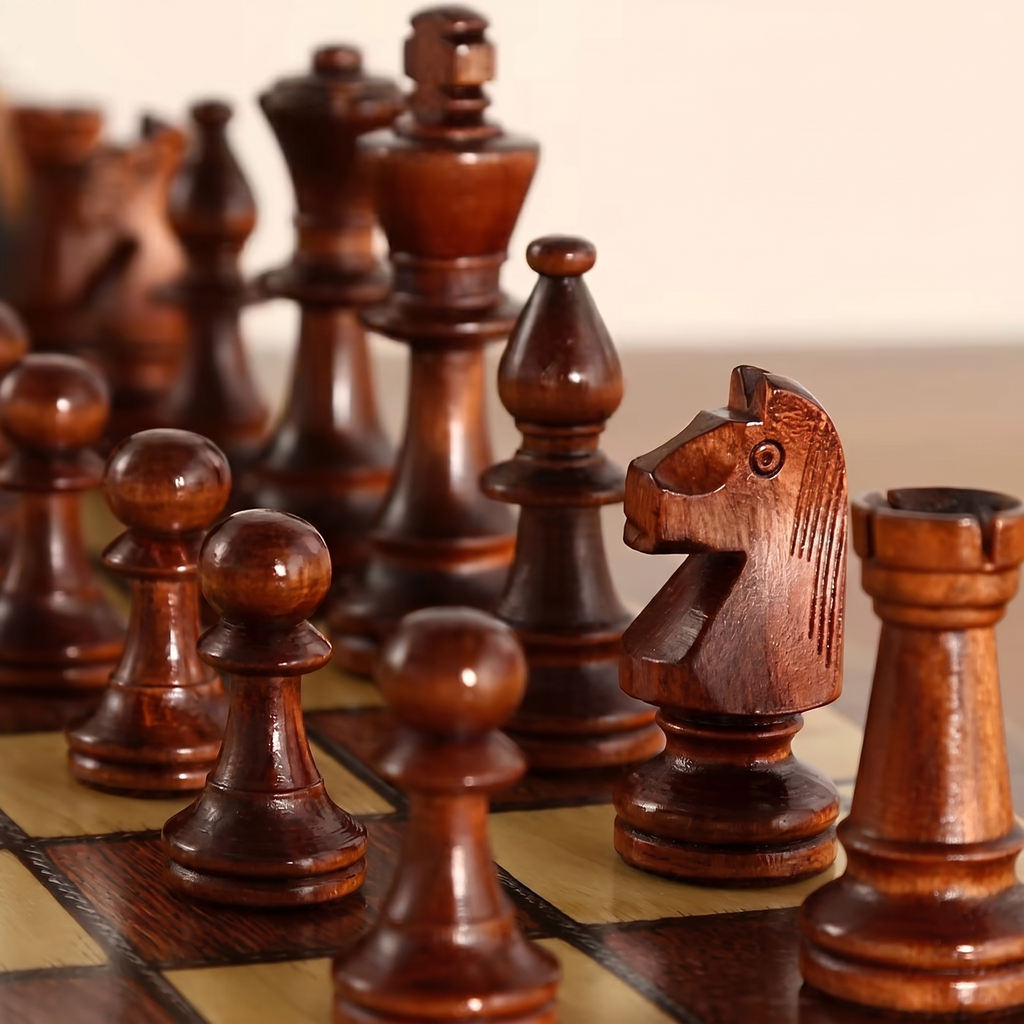 Folding Magnetic Chess Set in Solid Walnut Wood