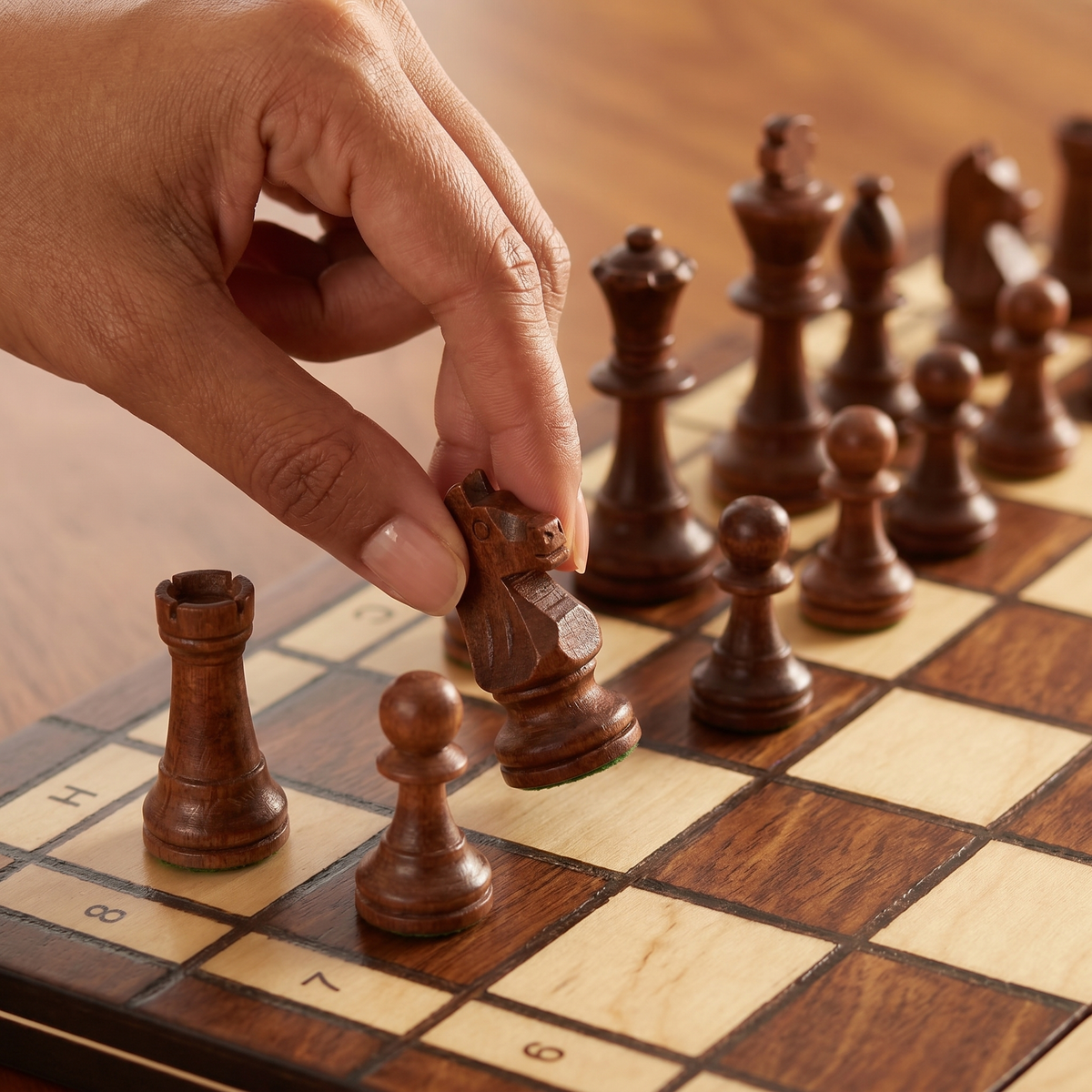 Folding Magnetic Chess Set in Solid Walnut Wood