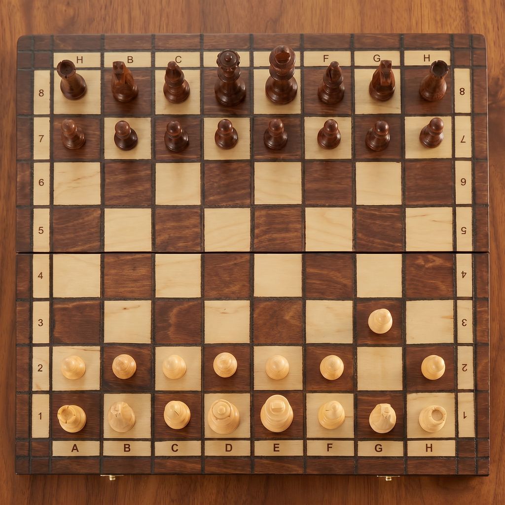 Folding Magnetic Chess Set in Solid Walnut Wood
