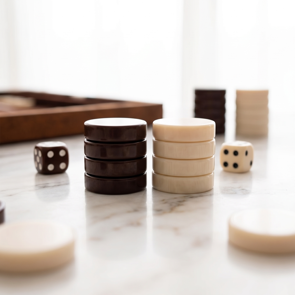 Havana Backgammon Set in Brown Faux Leather Case