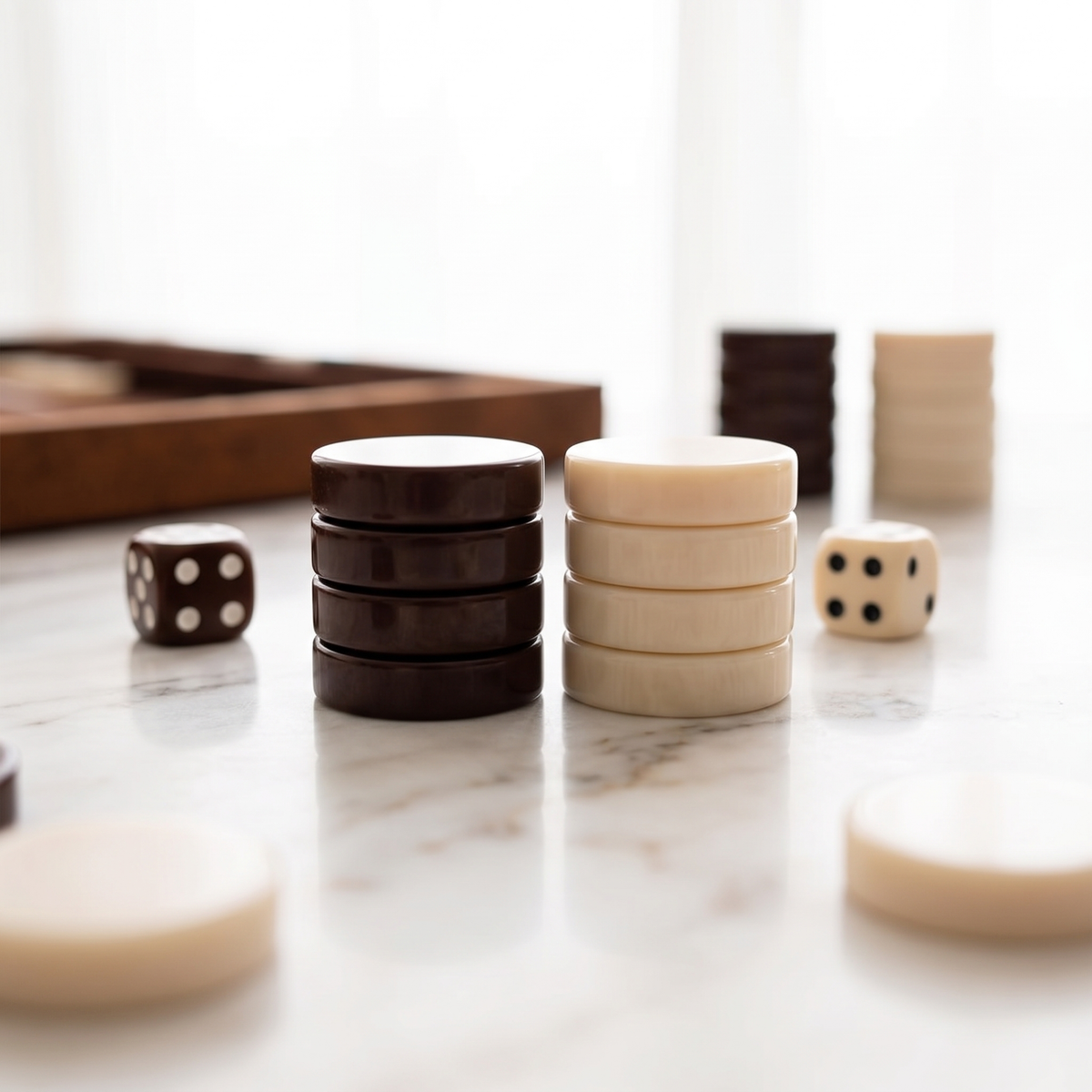 Havana Backgammon Set in Brown Faux Leather Case