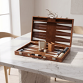 Havana Backgammon Set in Brown Faux Leather Case