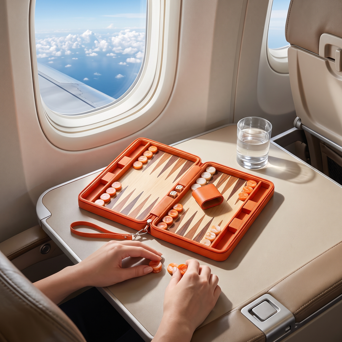 Alanya Magnetic Travel Backgammon Set in Faux Leather