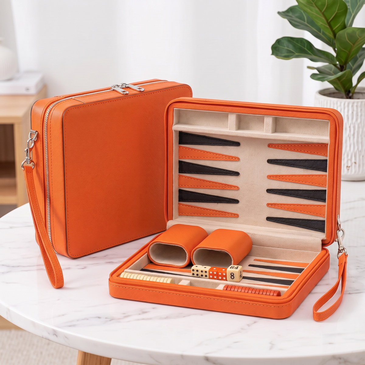 Alanya Magnetic Travel Backgammon Set in Faux Leather
