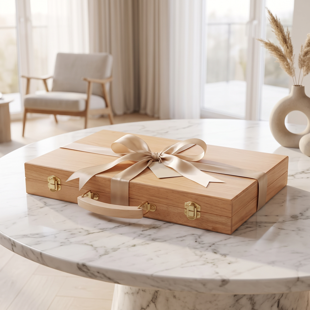 Ankara Backgammon Set in Natural Beech Wood Case