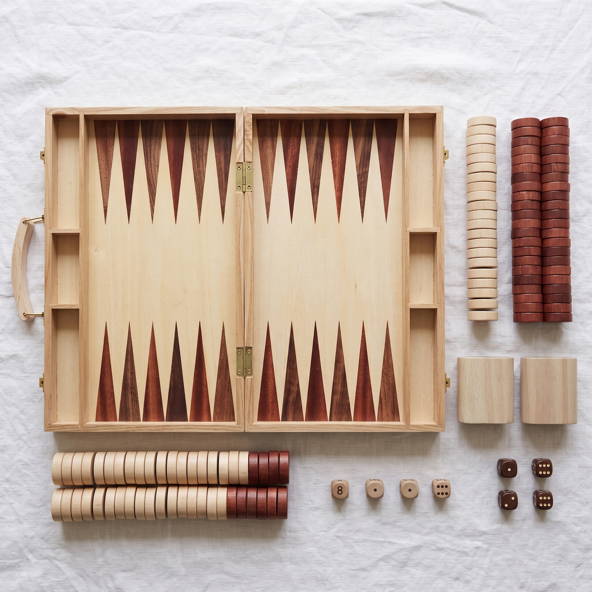 Ankara Backgammon Set in Natural Beech Wood Case